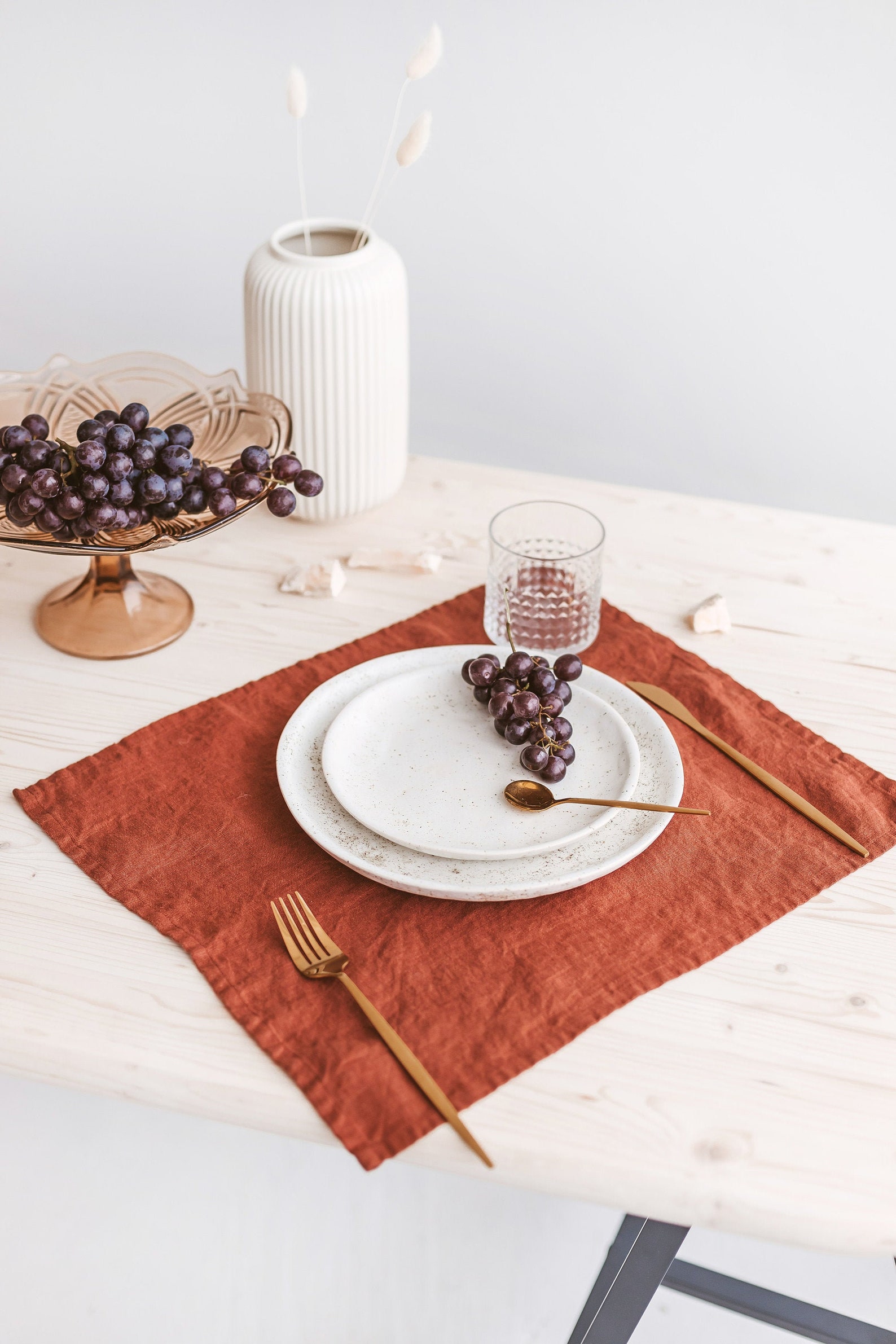 Burnt Orange Linen Placemats Natural Soft Linen Placemats Etsy