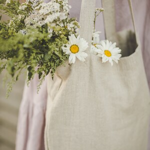 Linen tote bag, Undyed linen bag, Natural summer bag for women and men, Casual linen bag in various colors, Linen tote bag for everyday use. image 4