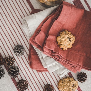 Natural linen napkins, Washed heavyweight linen napkins in various colors, Dining table napkins, Rustic linen napkins with mitered corners. image 7