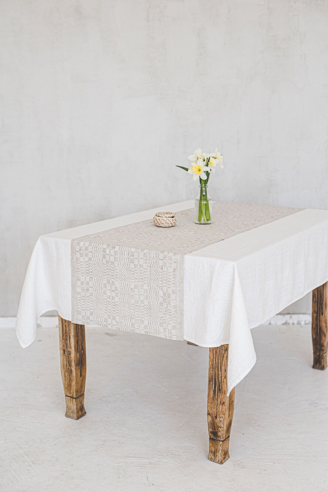 Vintage Linen Table Runner Natural Linen Table Runner With Etsy