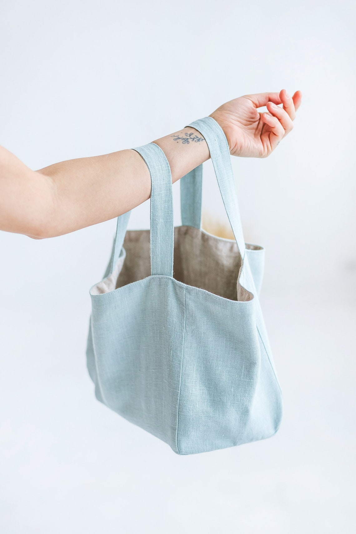 Light blue linen bag Casual linen bag for everyday use Sky Etsy