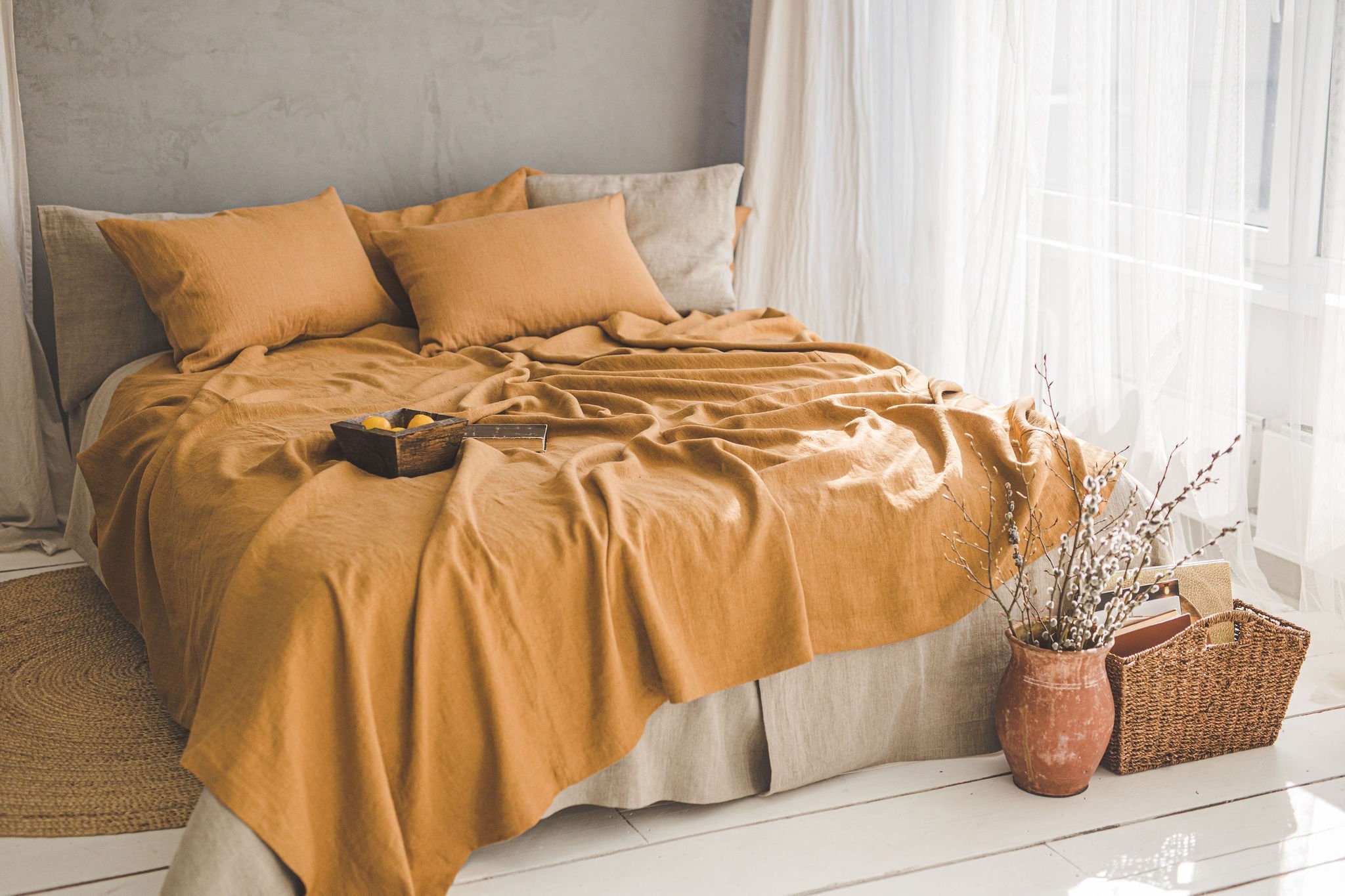 Linen Bedspread in Various Colors Natural Linen Bed Cover - Etsy