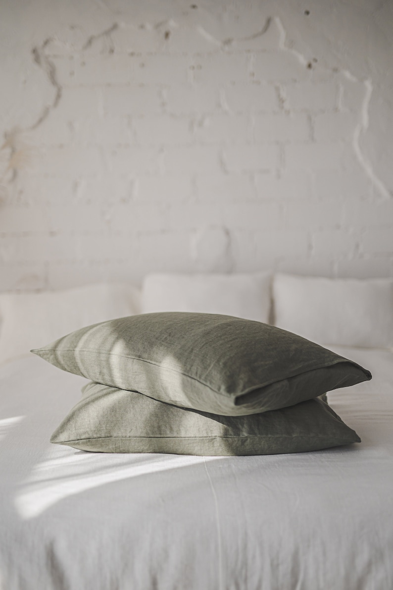 Linen pillowcase with envelope closure, Various colors available, Soft natural linen pillow cover, Standard, queen, king linen pillowcase. image 1