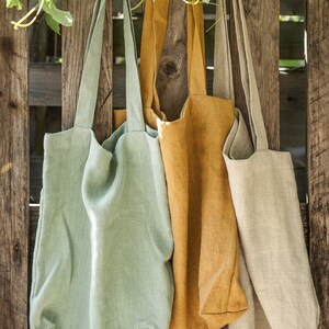 Linen tote bag, Undyed linen bag, Natural summer bag for women and men, Casual linen bag in various colors, Linen tote bag for everyday use. image 6