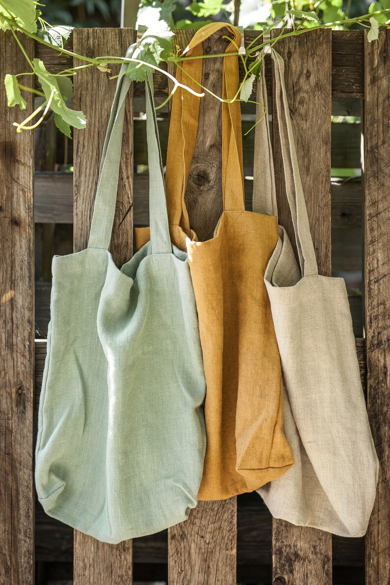 Linen tote bag, Undyed linen bag, Natural summer bag for women and men, Casual linen bag in various colors, Linen tote bag for everyday use. image 6