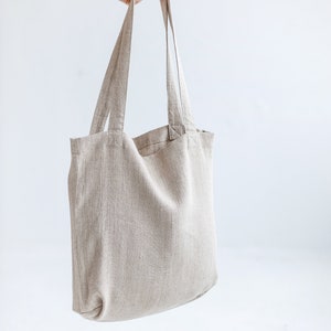 Linen tote bag, Undyed linen bag, Natural summer bag for women and men, Casual linen bag in various colors, Linen tote bag for everyday use. image 5