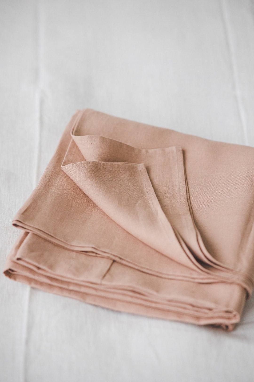 Linen Flat Sheet in Misty Rose Color, King, Queen, Twin, Custom Size