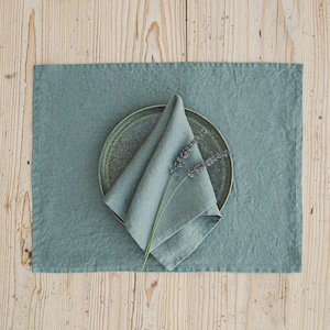 Linen napkins in gray green, Handmade natural linen napkins, Holiday table decorations, Washed soft linen napkins, Dining table napkins.