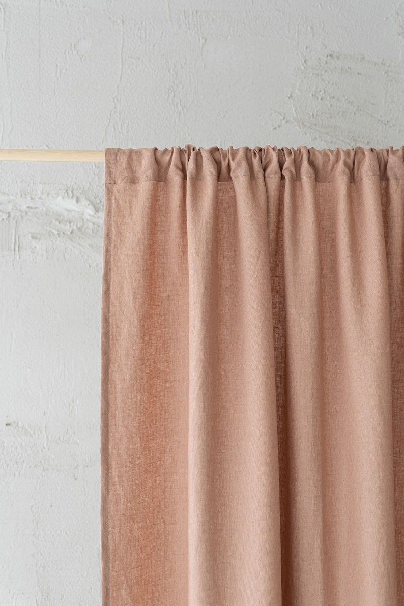 Grey linen curtain, Handcrafted custom length linen curtain, Natural linen curtain in various colors, Linen home decor, Window treatments. image 10
