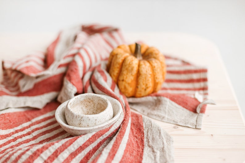 Organic linen towels - set of 2, Rustic kitchen towels, Striped linen towels in various colors, Heavyweight linen towels, Linen hand towels. image 5