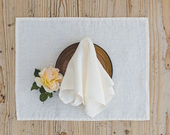 Cream linen napkins, Natural linen table napkins, Washed soft linen napkins, Handmade linen napkin set of 4, 6, 8, or 10, Washable napkins.