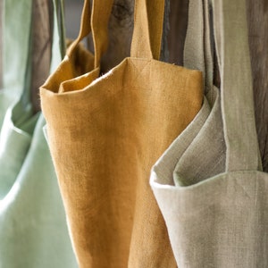 Linen tote bag, Undyed linen bag, Natural summer bag for women and men, Casual linen bag in various colors, Linen tote bag for everyday use. image 7
