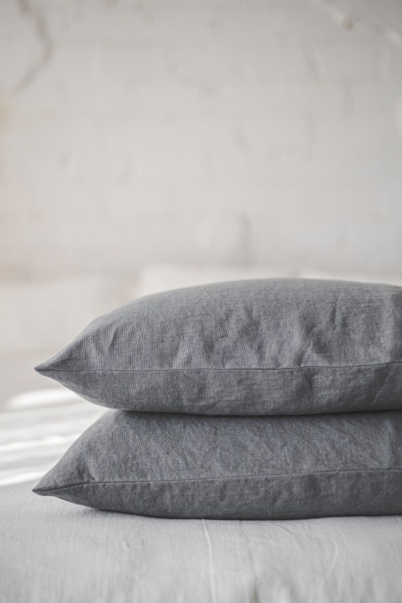 Linen pillowcase in various colors, Standard, Queen, King, Custom sizes pillow covers, Natural 100% linen cushion cover, European linen. image 8