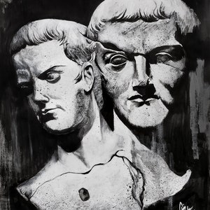 Art Print, Surreal Art, Dark Art, Caligula Art Print, Sculpture Art Print, Strange Art, Historical Figure, 11x14, Emperor