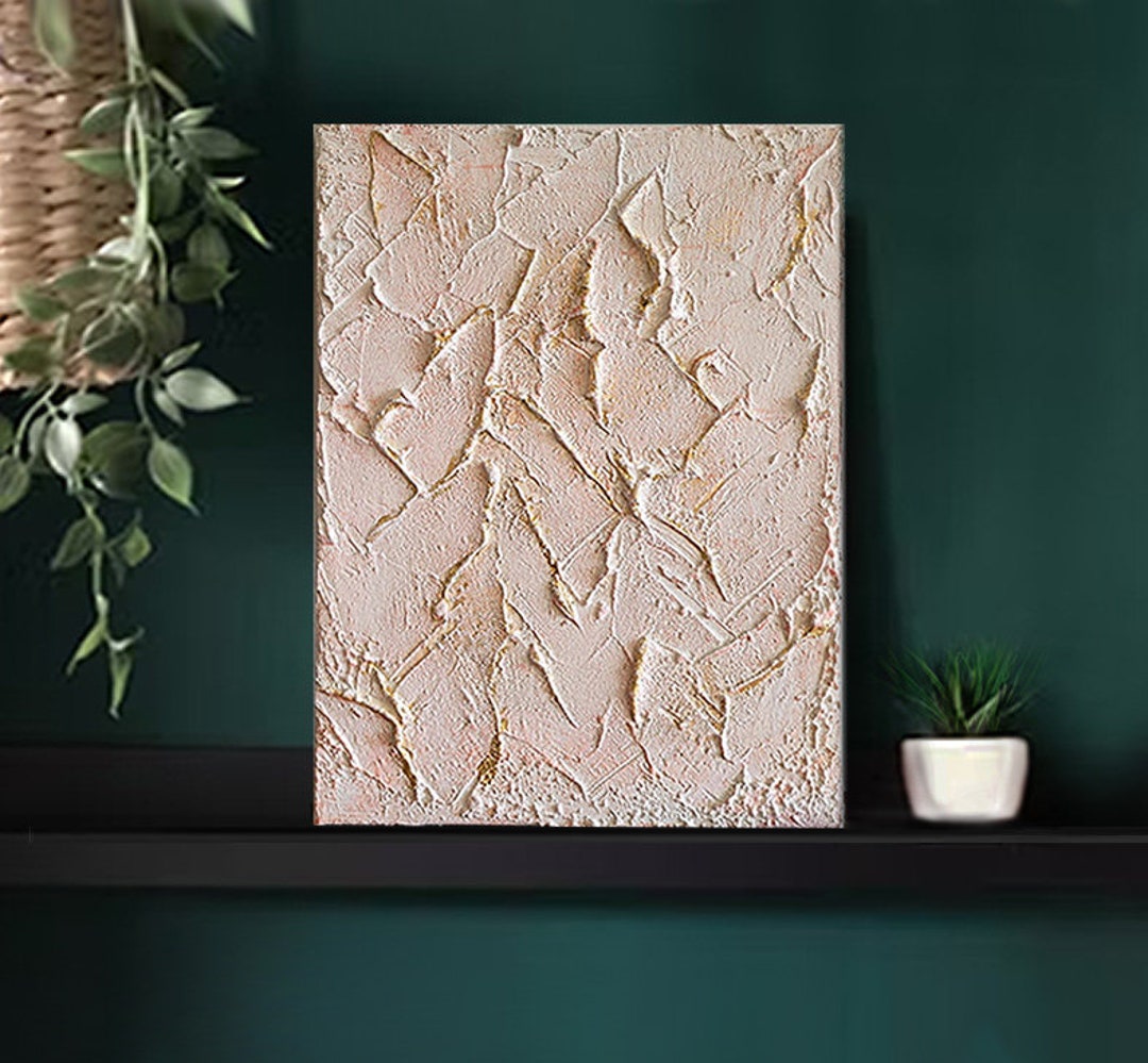 Abstract Pink and Gold Textured Wall Art Modern Painting 30x40 Cm ...
