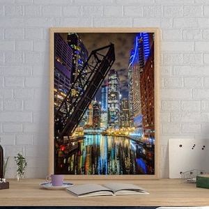 Chicago River Photo Print, Chicago Skyline, Chicago Bridge, Downtown Chicago, Chicago Wall Decor, by Will Byington Photography