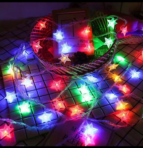 Star fairy lights led battery powered colorful rainbow night Etsy