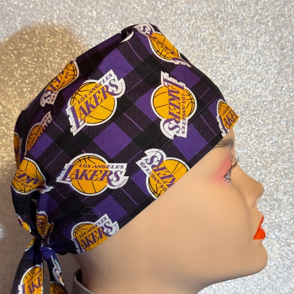 LA Lakers Unisex Style Scrub Cap, Nurse Scrub Cap, Chemo Cap, Foodservice, Healthcare Worker