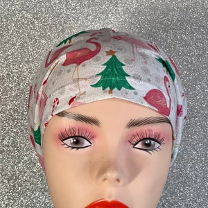 Christmas Flamingos - Euro Scrub Cap, Nurse Cap, Surgical Cap, Medical Cap