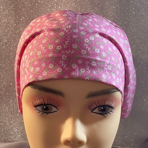 Pink Flowers -  Women&#39;s Euro style Surgical Scrub Cap
