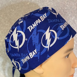 Tamp Bay Lightning -  Style Scrub Cap, Nurse Scrub Cap, Chemo Cap, Foodservice, Healthcare Worker