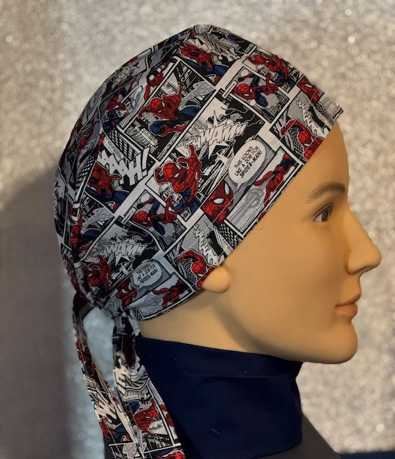 Spiderman Unisex Style Scrub Cap, Nurse Scrub Cap, Chemo Cap, Foodservice, Healthcare Worker