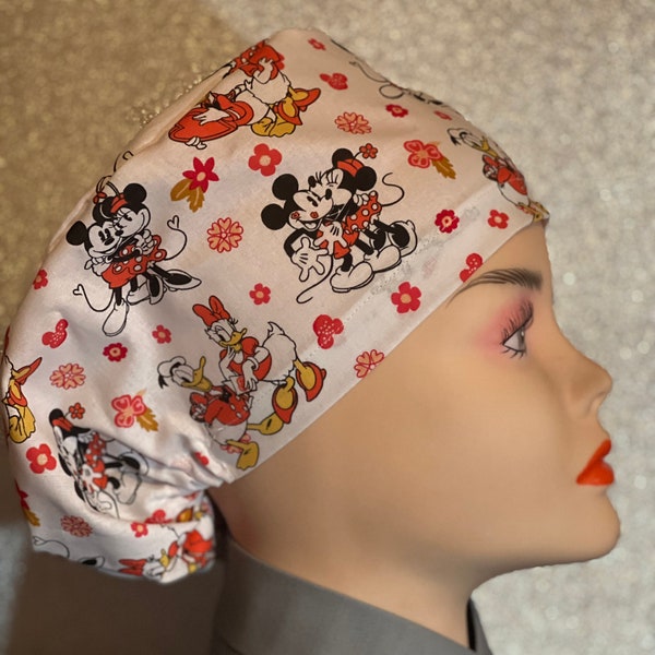 Disney Mickey and Minnie, Donald and Daisy Euro Style Cap, Nurse Cap, Surgical Cap...