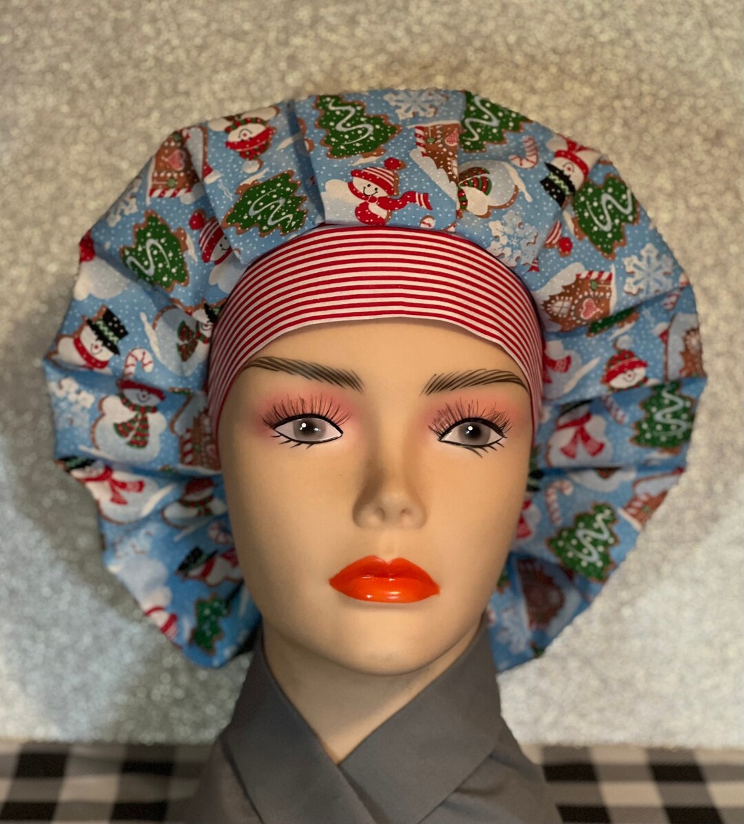 Christmas Snowmen & Gingerbread Houses Bouffant Style Scrub Etsy