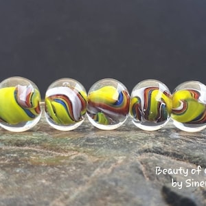 Lampwork Glass Beads, Handmade Glass Beads, Multicolored Glass Beads, Unique Round Glass Beads, 1pc. SRA