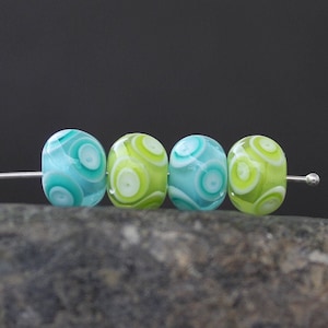Lampwork Green Beads, Handmade Glass Beads, Boho Glass Beads, 1pc. SRA