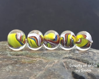 Lampwork Glass Bead: Handmade Italian Multicolored Swirl Bead