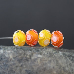 Lampwork Yellow Beads, Handmade Orange Beads, Bohemian Glass Beads, Boho Beads For Jewelry Design, 1pc.SRA