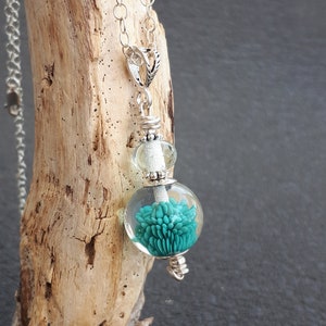 Lampwork Jewelry, Handmade Glass Necklace, Glass Beads Necklace, Unique Jewelry-Green Anemon