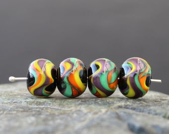 Lampwork Glasperle: Handgefertigtes Italienisches Glas, Bunt Boho Style 1Stk.