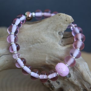 Lampwork Jewelry, Handmade Glass Bracelet, Pink Murano Bracelet