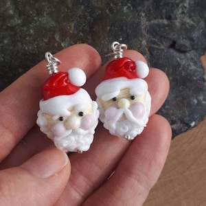 Lampwork Christmas Jewelry, Glass Santa Pendant, Handmade New Year Jewelry,  Glass Pendant, Noel Jewelry, Noel Pendant, 1pc.