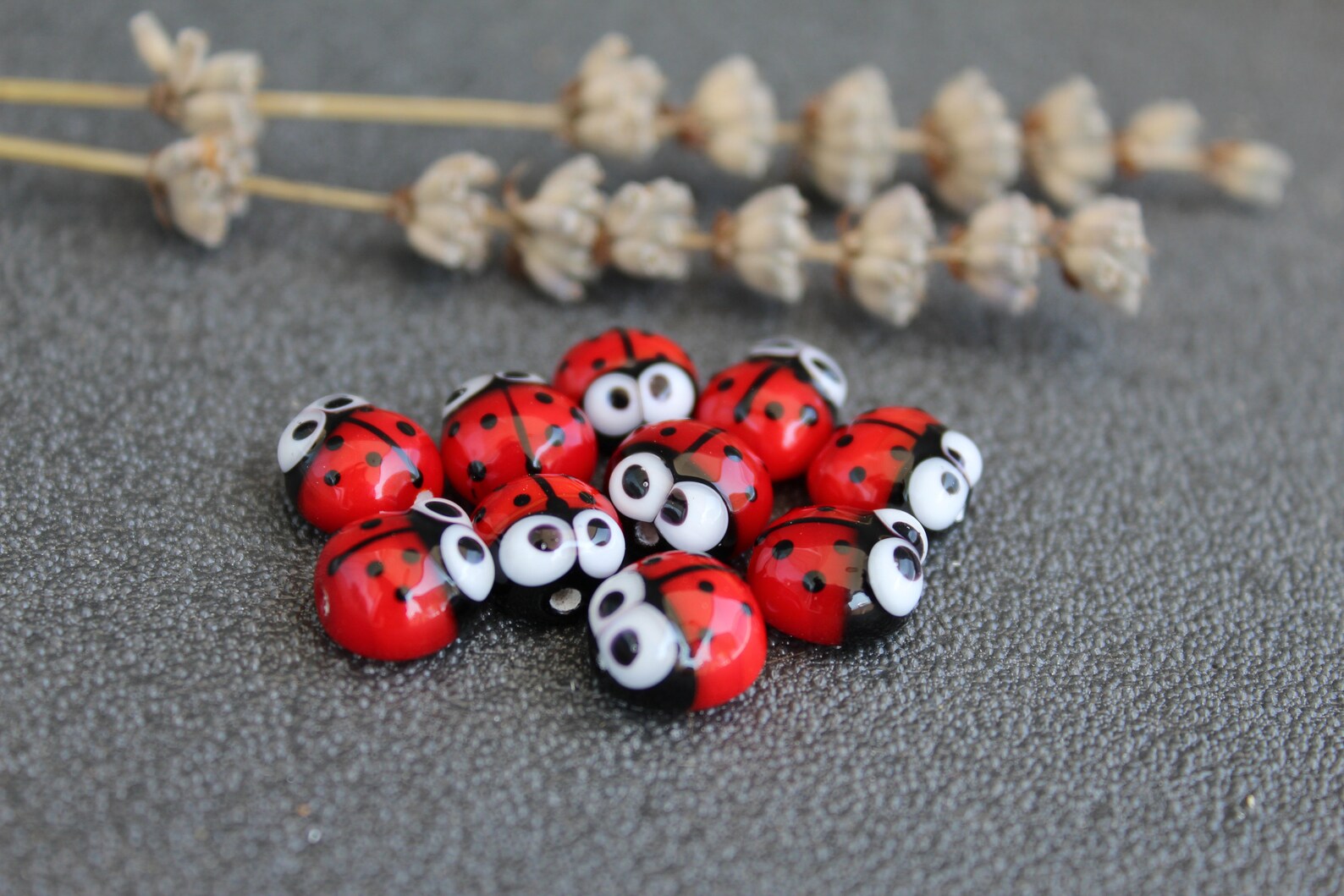 Lampwork Ladybug Glass Beads Handmade Ladybug Glass Beads Etsy