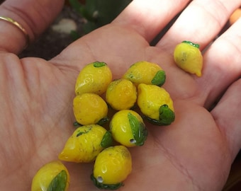Lampwork Lemon Beads, Glass Citrus Beads, Tropical Beads,Handmade Lemon Beads, Vegetable Beads, Fruit Beads, 1pc.