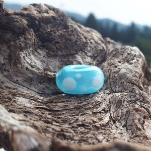 Lampwork Glass Beads, Blue Pandora Bead, Big Hole Bead,Charm Beads, 1pc.
