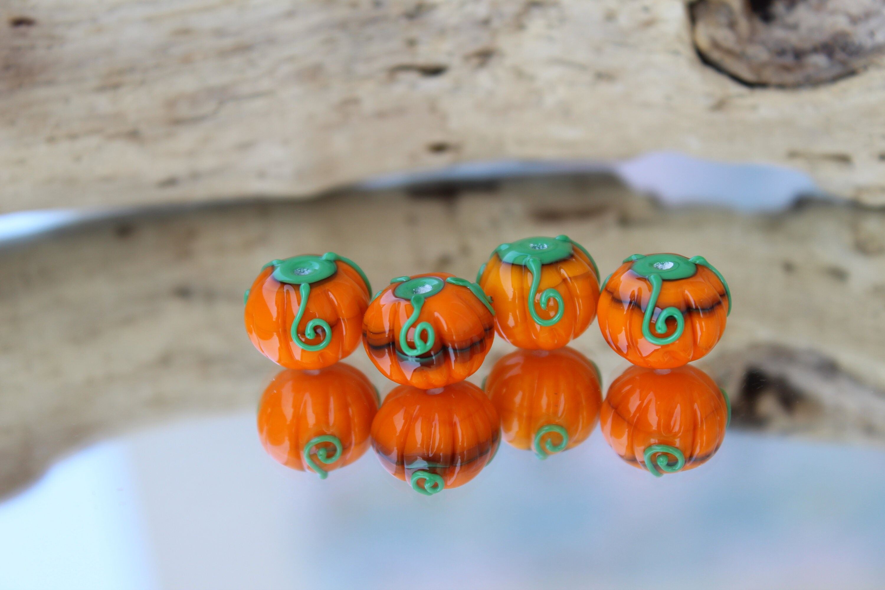 Lampwork Pumpkin Glass Beads Halloween Glass Beads Handmade Etsy UK