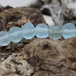 Beach Glass Beads, Lampwork Ocean Beads, Handmade Blue Beads, Matte Blue Beads, 1 pc.