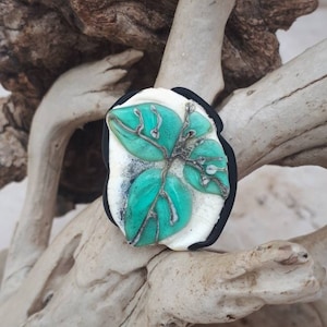 Leaf Pattern Lampwork Focal Bead: Handmade Italian Glass Bead