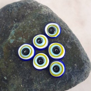 Lampwork Evil Eye Glass Beads, Handmade Evil Eye Beads, Handmade Disc Beads, 1 pc, MTO