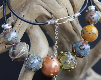 Lampwork Glass Jewelry, Handmade Glass Bead Necklace, Boho Necklace, Unique Lampwork Jewellery, SRA