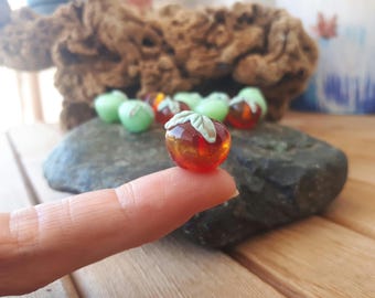 Lampwork Glass Apple Bead: Handmade Italian Glass, Half Drilled (1pc)