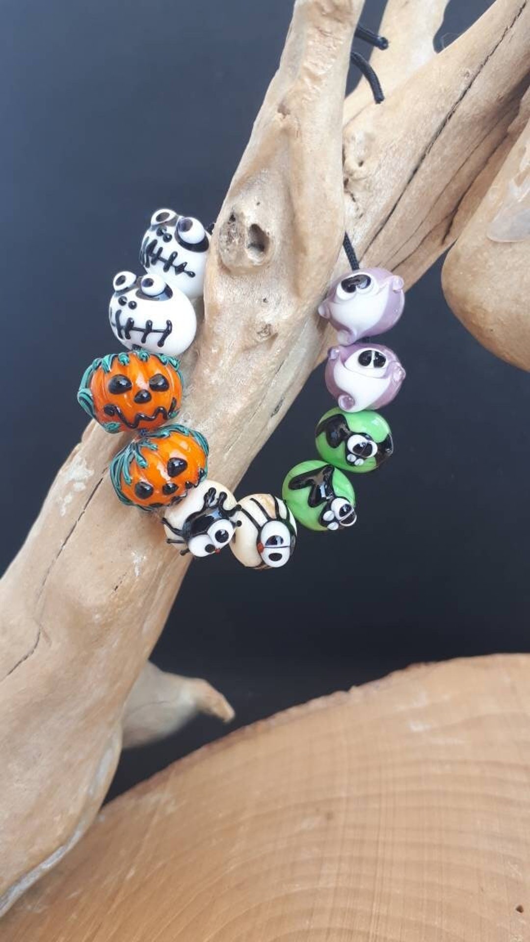 Handmade Halloween Glass Beads, Lampwork Halloween Beads, Pumpkin Glass