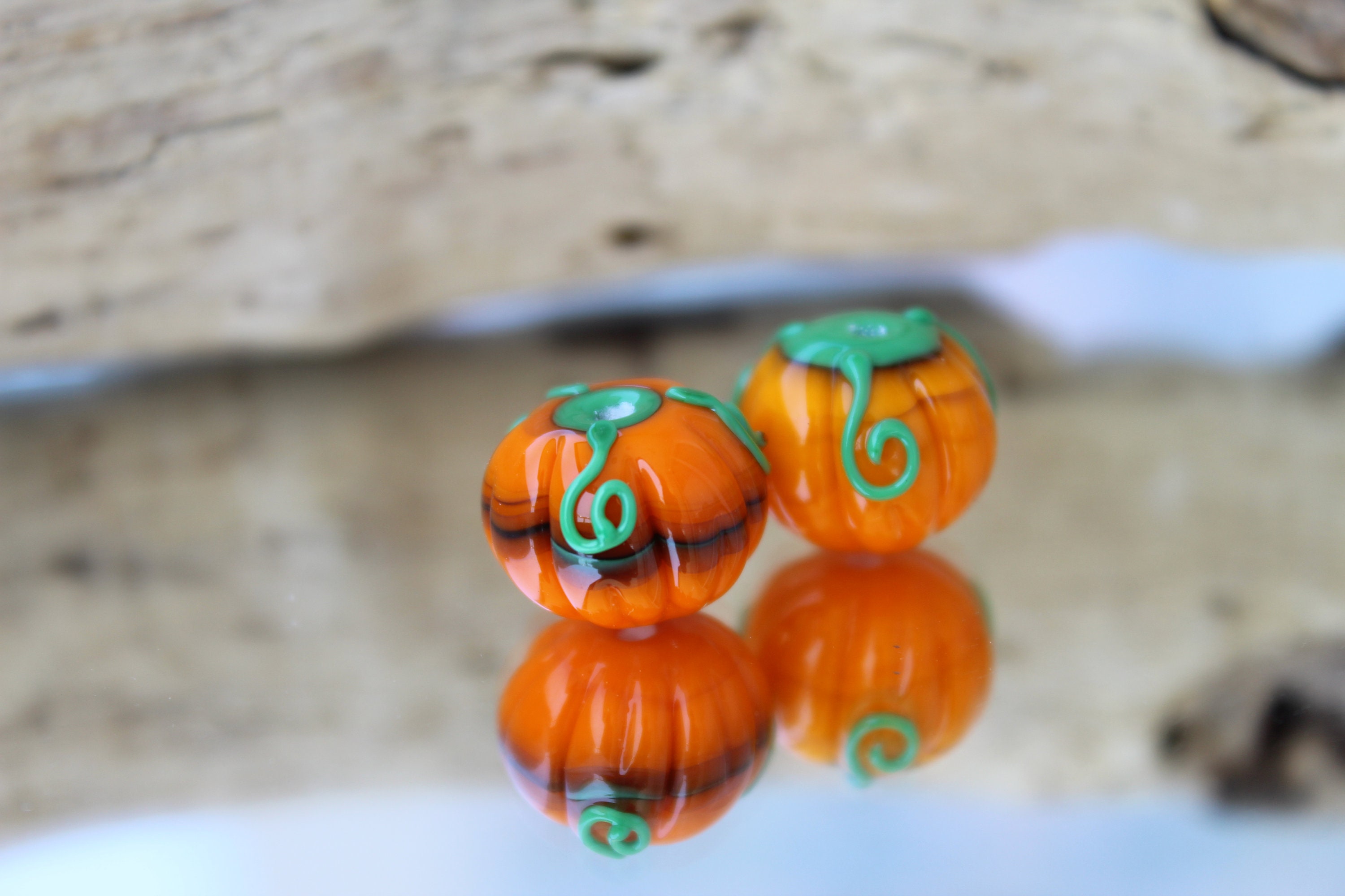 Lampwork Pumpkin Glass Beads Halloween Glass Beads Handmade Etsy UK