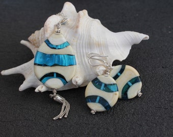 Lampwork Jewelry Set: Handmade Glass Necklace, Sterling Silver Earrings