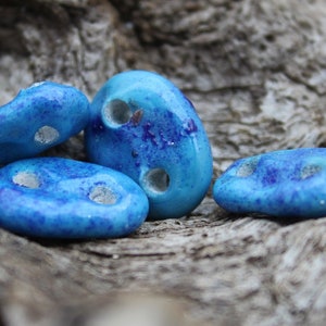 Contas de botão Lampwork, conta de botão azul de vidro, conta de mau-olhado siríaco, 1 peça, MTO