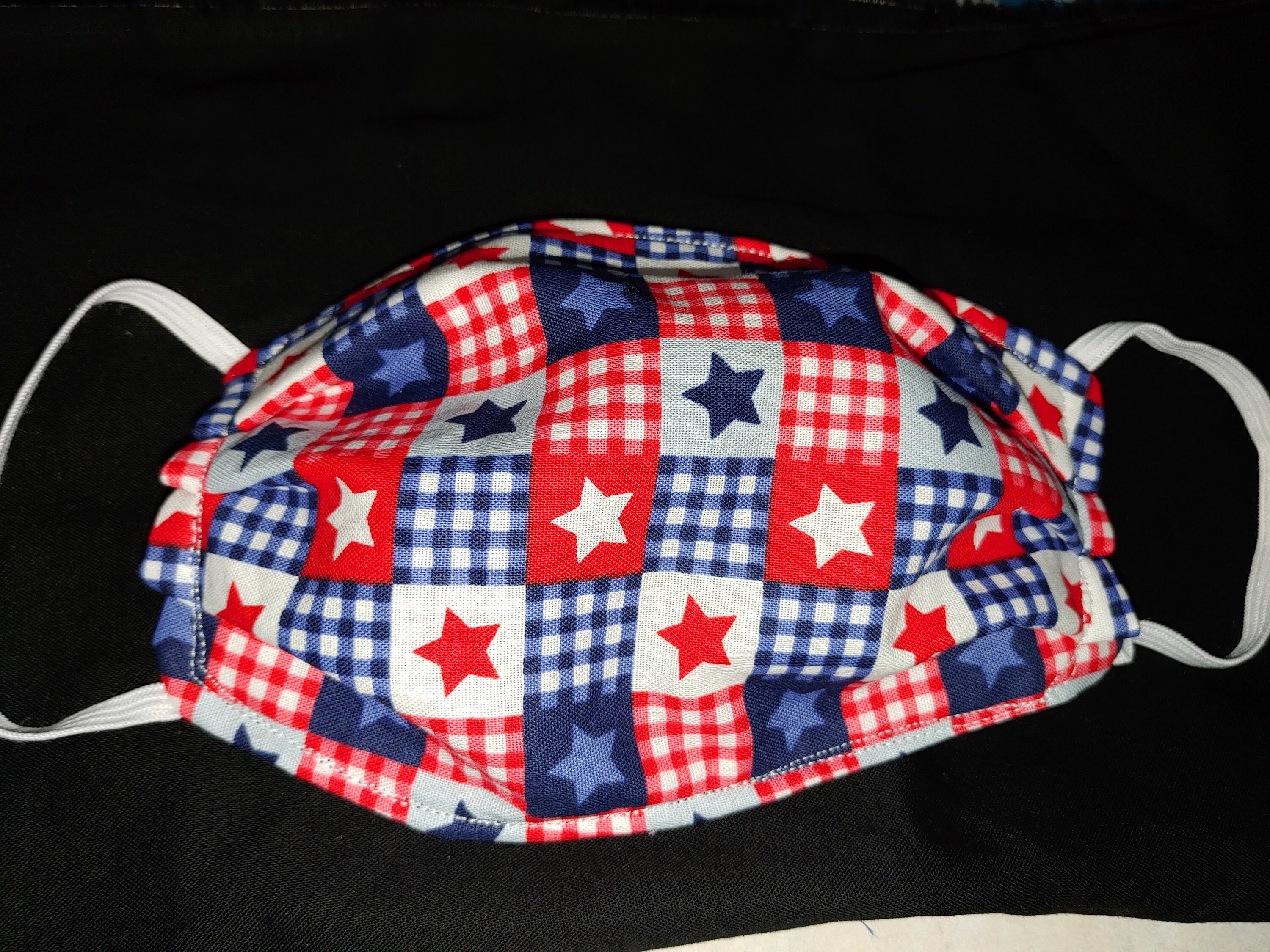 Red white and blue facial mask reversible back side is solid Etsy